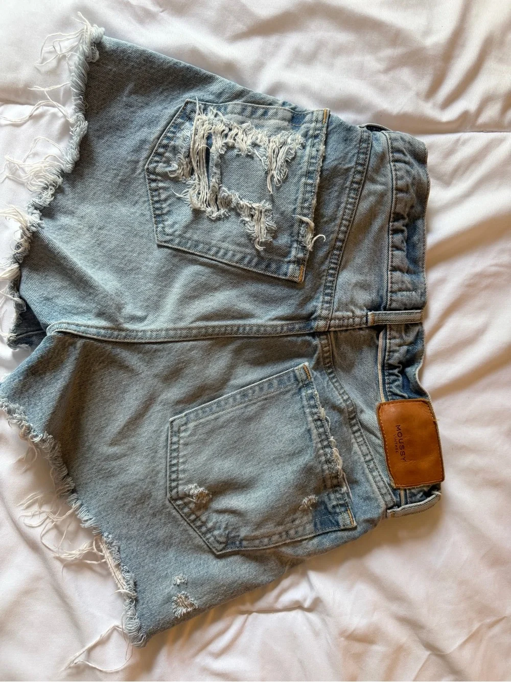 Moussy Vintage Light Blue Distressed Denim Shorts - Women's